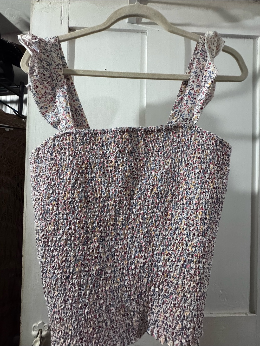Old Navy Pink Multi Smocked Floral Strap Tank